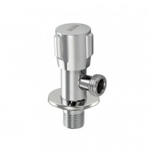 MAK - Кран металлокерамика угловой 1/2"х1/2", круглая ручка, с чашкой, хромированный