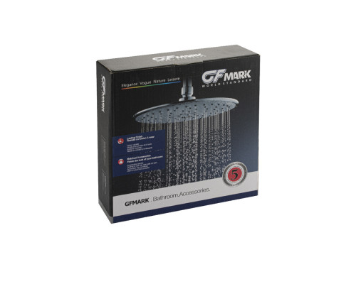 GFmark - Лейка большая, тропический душ, круглая, белая с хромом, 200 мм GFmark - Лейка большая, тропический душ, круглая, белая с хромом, 200 мм